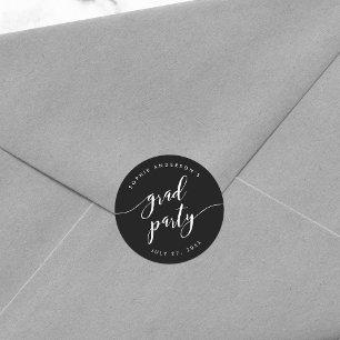 Relax Script Grad Feest Bewerkbare Kleur Ronde Sticker