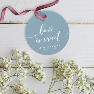 Relax Script Liefde is Zoet Aangepaste Kleur Trouw Bedankjes Labels