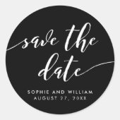 Relax Script Save the Date Bewerkbare Kleur Ronde Sticker (Voorkant)