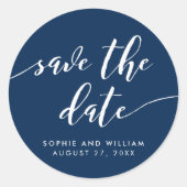 Relax Script Save the Date Bewerkbare Kleur Ronde Sticker (Voorkant)