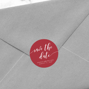 Relax Script Save the Date Bewerkbare Kleur Ronde Sticker