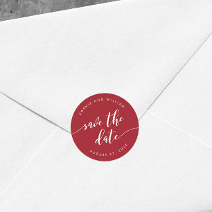 Relax Script Save the Date Bewerkbare Kleur Ronde Sticker
