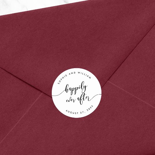 Relax Scripts Happily Ever After Wedding Favor Ronde Sticker