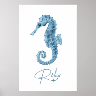Relax Seahorse Badkamer Poster