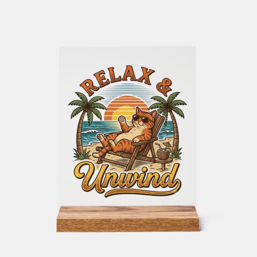 Relax & Unwind Chat de Plage Design de Gravure Vin (Recto)
