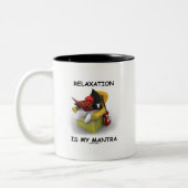Relaxatie is mijn mantra (code Java Duke) Tweekleurige Koffiemok (Links)