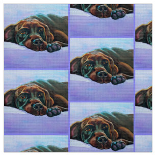 Relaxed Chocolate Labrador Retriever Dog Fabric Stof