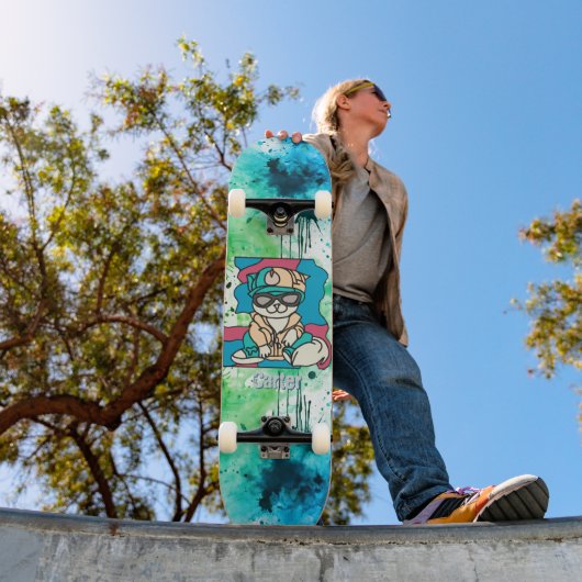 Relaxed Street Retro Cat | grappig Skateboard (Buiten 1)