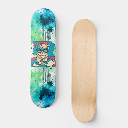 Relaxed Street Retro Cat | grappig Skateboard (Voorkant)