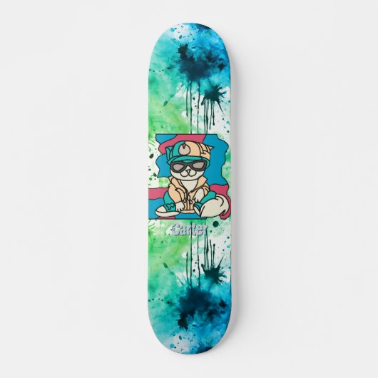 Relaxed Street Retro Cat | grappig Skateboard (Voorkant)