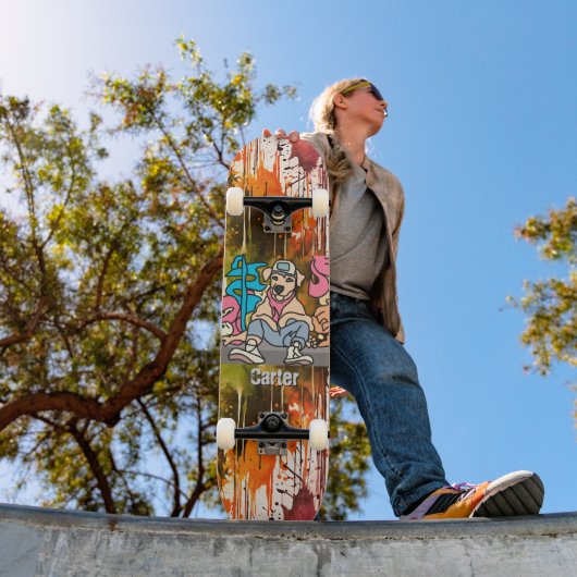 Relaxed Street Retro Dog | grappig Skateboard (Buiten 1)