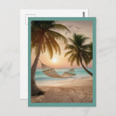 Relaxen hangmat op een strand briefkaart (Voorkant / Achterkant)