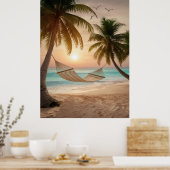 Relaxen hangmat op een strand poster (Keuken)