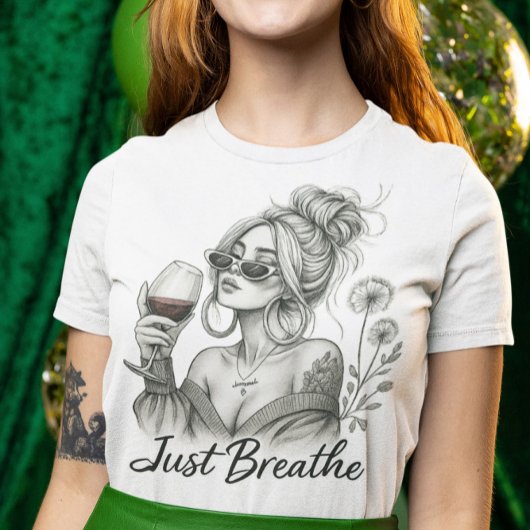 Relaxen Vrouw Met Wijn Adem Sublimatie T-shirt