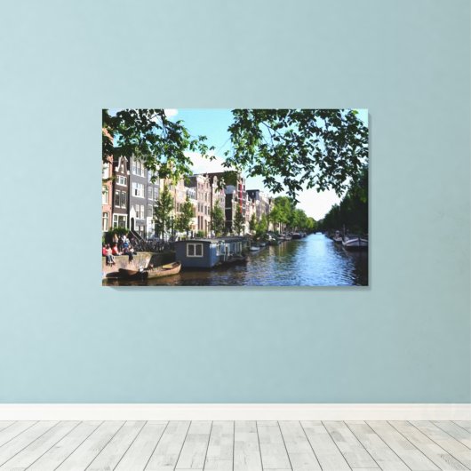 "Relaxing Amsterdam Day" Holland Canvas Wall Art (Insitu (Houten vloer))