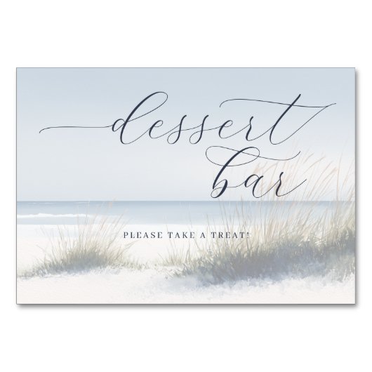 Relaxing Blue Beach Dessert Bar Sign Kaart (Voorkant)