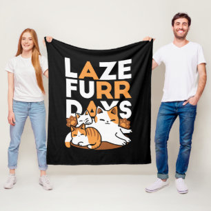 Relaxing Cat Art - 'Laze Furr Days' voor kattenlie Fleece Deken