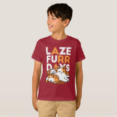Relaxing Cat Art - 'Laze Furr Days' voor kattenlie T-shirt (Voorkant volledig)