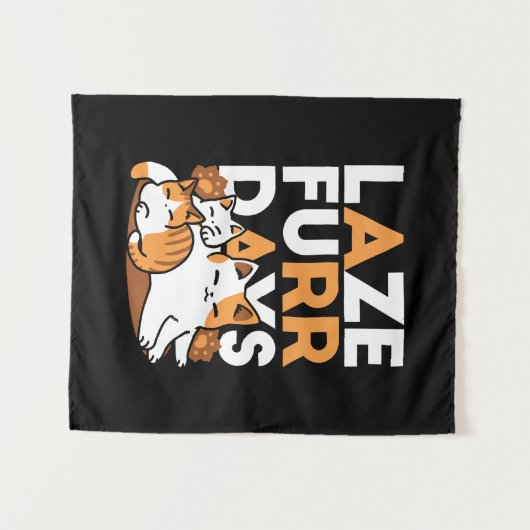 Relaxing Cat Art - 'Laze Furr Days' voor kattenlie Wandkleed (Voorkant (horizontaal))