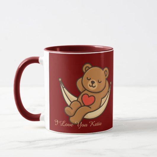 Relaxing Teddy Bear Love Mug – Valentine Gift Mok (Links)