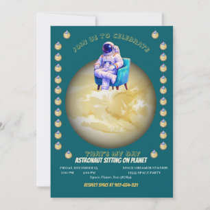 Relaxte astronaut zittend op planeet kaart