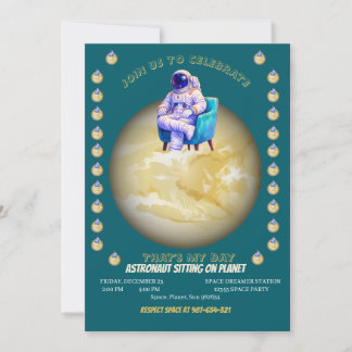 Relaxte astronaut zittend op planeet kaart
