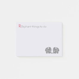 "RElephant to Do" Gray Cute Elephant Pair Post-it® Notes