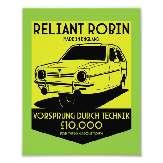Reliant Robin Britse auto Foto Afdruk (Voorkant)