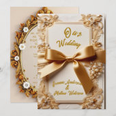 "Reliëf Bloemen Bruiloft Uitnodiging Satijn Lint" (Voorkant / Achterkant)