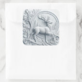 Reliëf Collage Hert in Beweging Vierkante Sticker (Tas)
