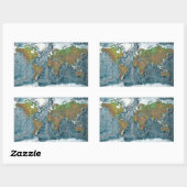 Relief Map van de Aarde Rechthoekige Sticker (Vel)