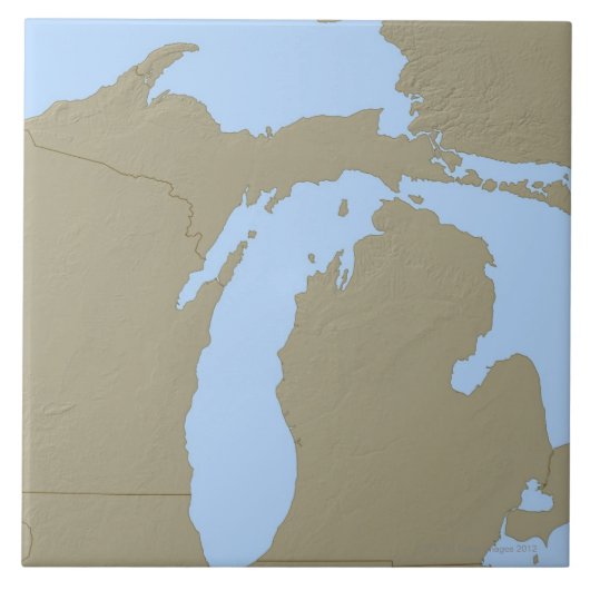 Relief Map van Michigan Tegeltje (Voorkant)