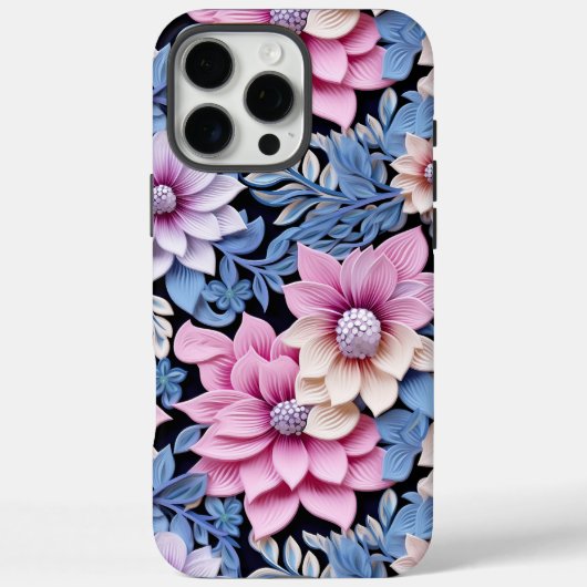 Reliëf Roze Bloemen Case-Mate iPhone Case (Achterkant)