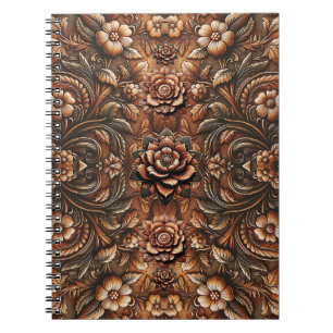 Reliëf Vintage Bloem Motief Kunstleer Uiterlijk Notitieboek