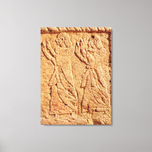 Relief waarmee de dienaar een eerbewijs aan de canvas afdruk