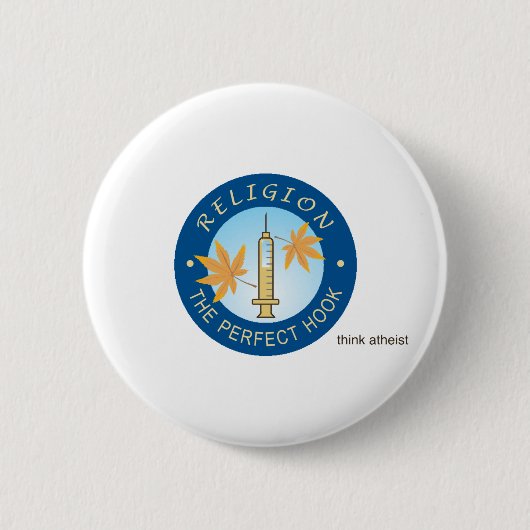 Religie als Button voor de drugsronde (Voorkant)