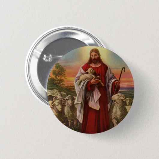 religie, Christus de kuddekudde Ronde Button 5,7 Cm (Voorkant /achterkant)
