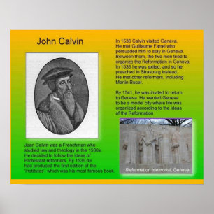 Religie, geschiedenisherformulering "John Calvin" Poster