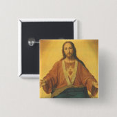  religie, heilig hart van Jezus Christus Vierkante Button 5,1 Cm (Voorkant /achterkant)
