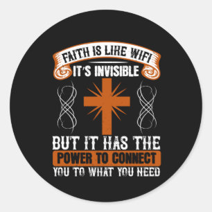 Religie - Het Geloof Is Onzichtbaar Als WIFI Ronde Sticker