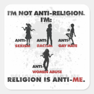 Religie is anti-Ik. Vierkante Sticker