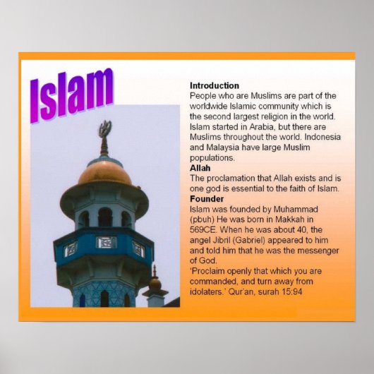 Religie, islam, introductie poster (Voorkant)