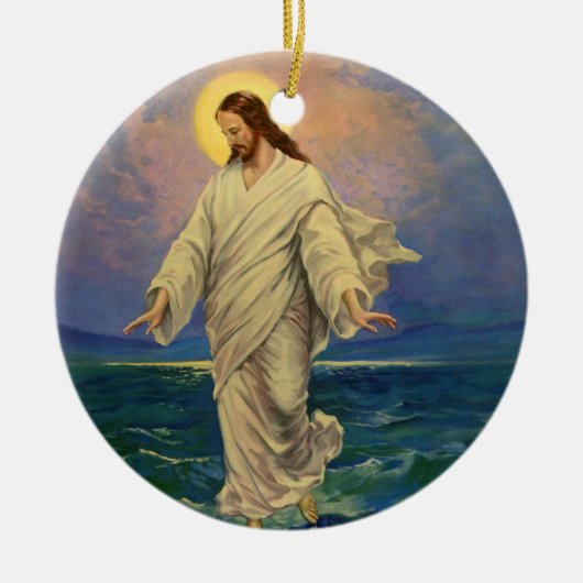 religie, Jezus Christus loopt op water Keramisch Ornament (Voorkant)