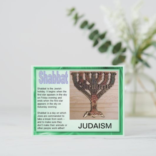 Religie, jodendom, shabbat briefkaart (Staand voorkant)