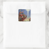  religie, Mannen met ster van Bethlehem Vierkante Sticker (Tas)