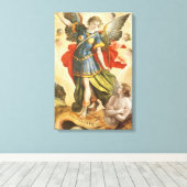 religie, Saint Michael Defeats Lucifer Canvas Afdruk (Insitu (Houten vloer))