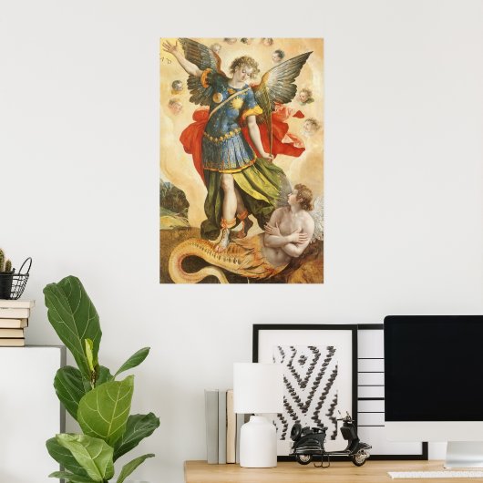 religie, Saint Michael Defeats Lucifer Poster (Thuiskantoor)