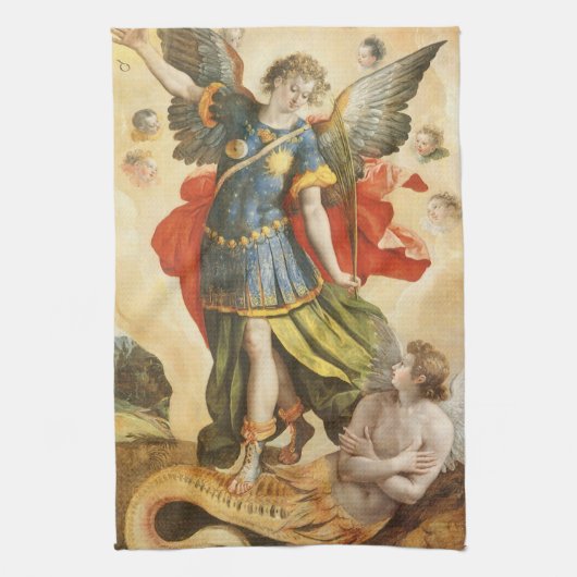 religie, Saint Michael Defeats Lucifer Theedoek (Verticaal)