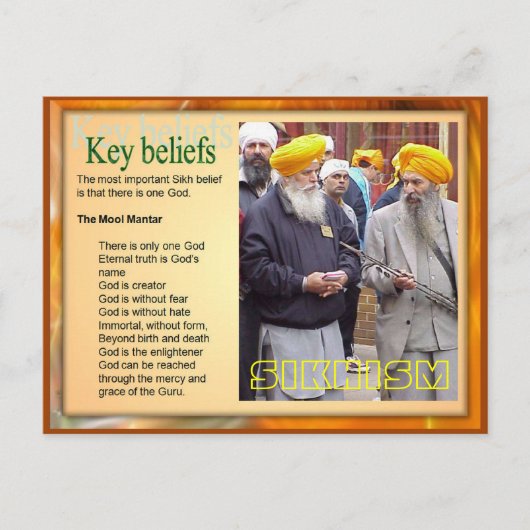 Religie, Sikh-overtuigingen Briefkaart (Voorkant)