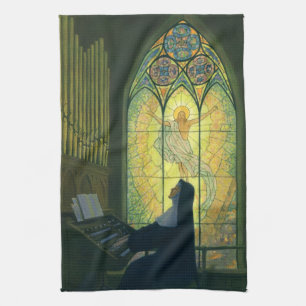Religie uit het verleden, non die een orgel in de  theedoek